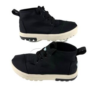 Toms Botas Lug Sole Sneaker Shoes Women US 7.5 Black Lace Up Mid Top Ankle Boot